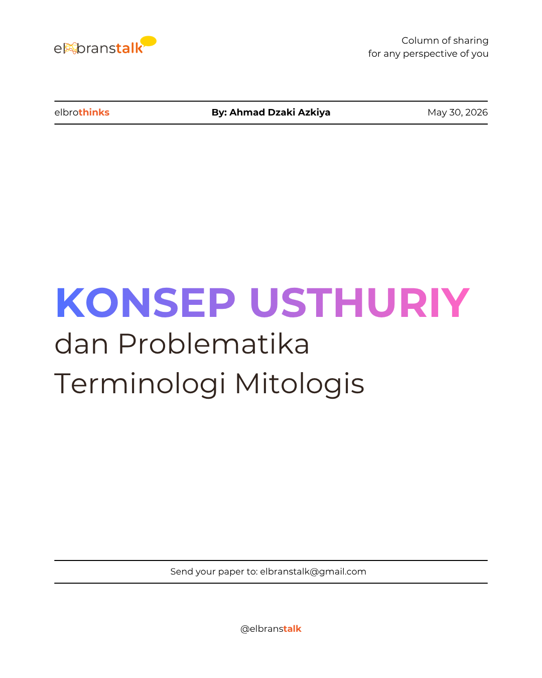 Konsep Usthuriy dan Problematika Terminologi Mitologis