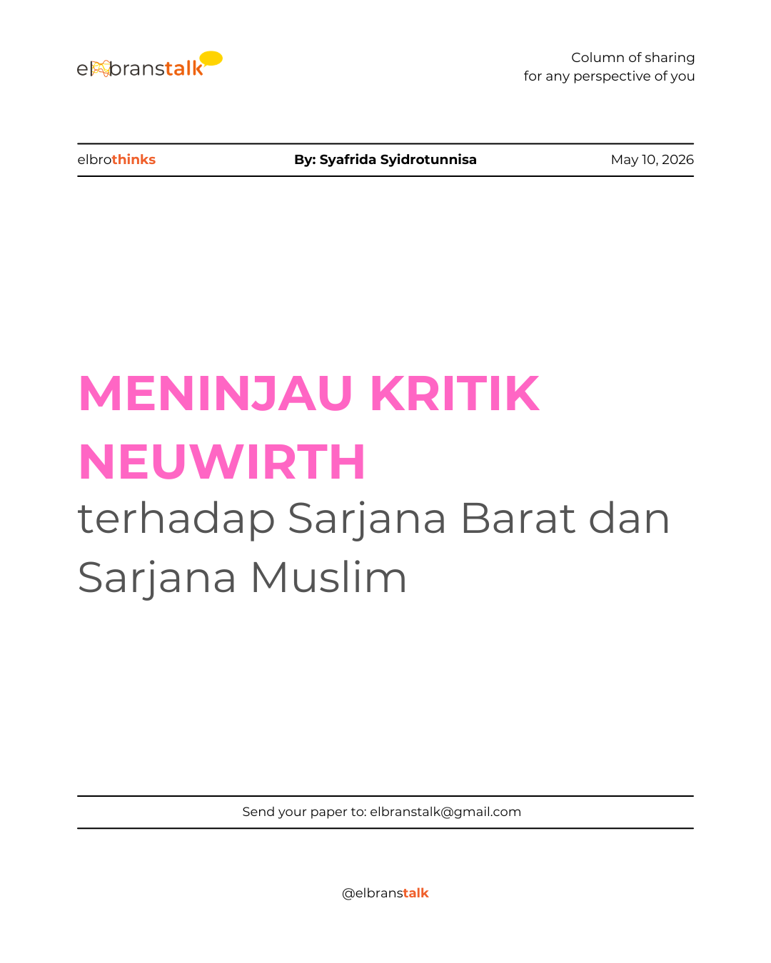 Meninjau Kritik Neuwirth terhadap Sarjana Barat dan Sarjana Muslim